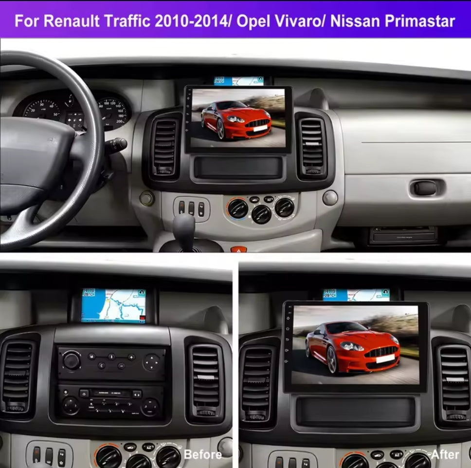 Renault traffic/vivaro 2010-2014 10 inch QLed 4gb/64gb android 14
GPS navi wifi
Front and back camera included
