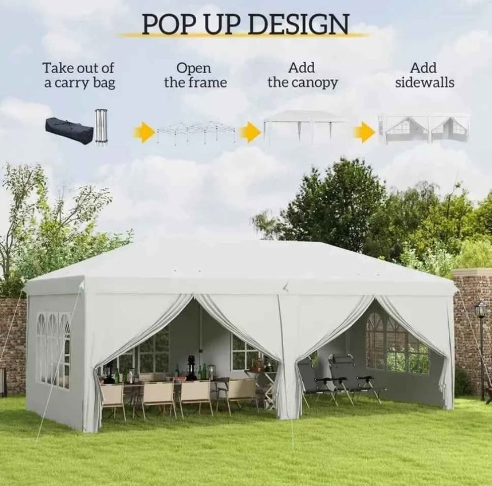 Outsunny 3 x 6m Pop Up
Gazebo Height Adjustable
Party Tent white